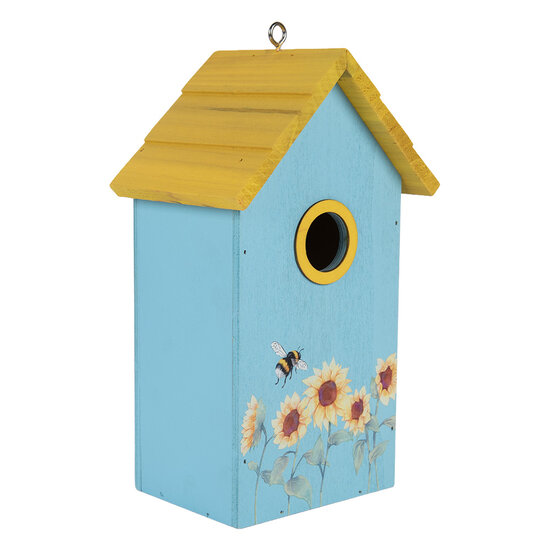 Clayre &amp; Eef | Vogelhuis Blauw Geel 15x10x22 cm | 6H2448