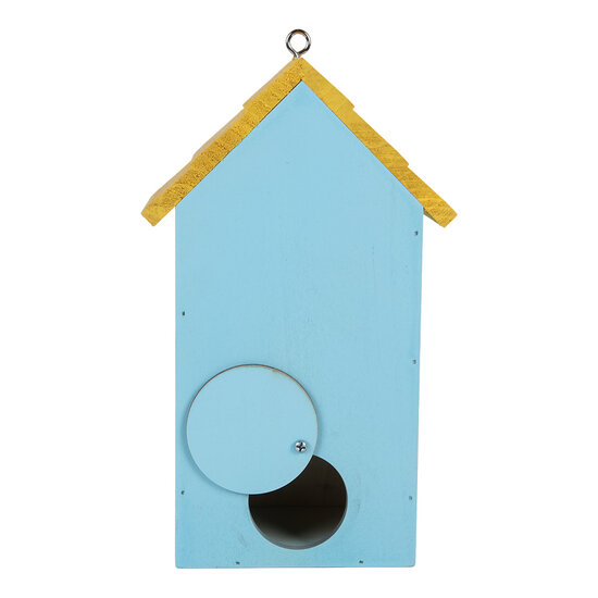 Clayre &amp; Eef | Vogelhuis Blauw Geel 15x10x22 cm | 6H2448
