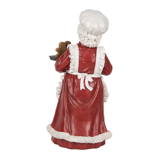 Clayre & Eef | Kerstdecoratie Kerstvrouw Rood Wit 15x15x30 cm | 6PR5696