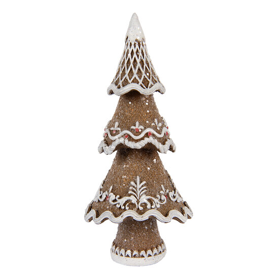 Clayre &amp; Eef | Kerstdecoratie Kerstboom Bruin Wit 7x5x11 cm | 6PR5393