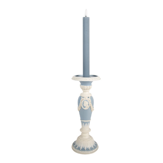 Clayre &amp; Eef | Kandelaar Wit Blauw &oslash; 10x27 cm | 6PR5801
