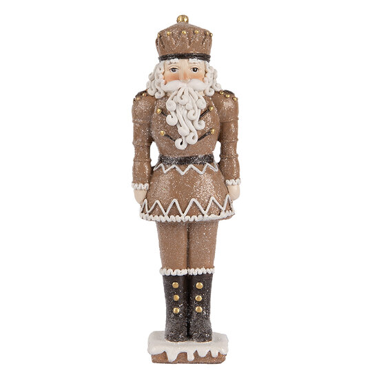 Clayre & Eef | Kerstdecoratie Notenkraker Bruin Wit 6x5x18 cm | 6PR5532