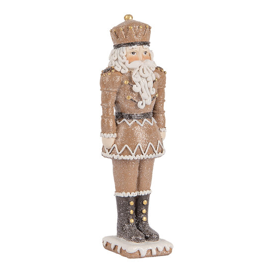 Clayre & Eef | Kerstdecoratie Notenkraker Bruin Wit 6x5x18 cm | 6PR5532