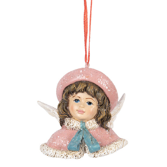 Clayre &amp; Eef | Decoratie hanger Engel Roze Beige 8x7x7 cm | 6PR5706