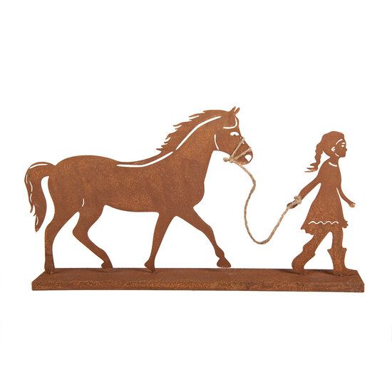 Clayre & Eef | Kerstdecoratie Beeld Kind Paard Bruin 42x7x22 cm | 6Y5929