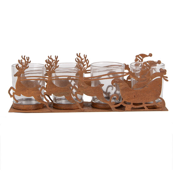 Clayre & Eef | Theelichthouder Kerstslee Bruin 25x8x8 cm | 6Y5937