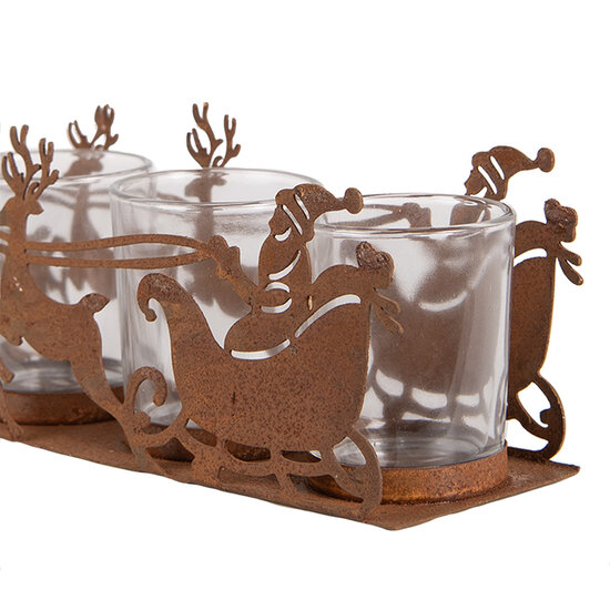 Clayre & Eef | Theelichthouder Kerstslee Bruin 25x8x8 cm | 6Y5937