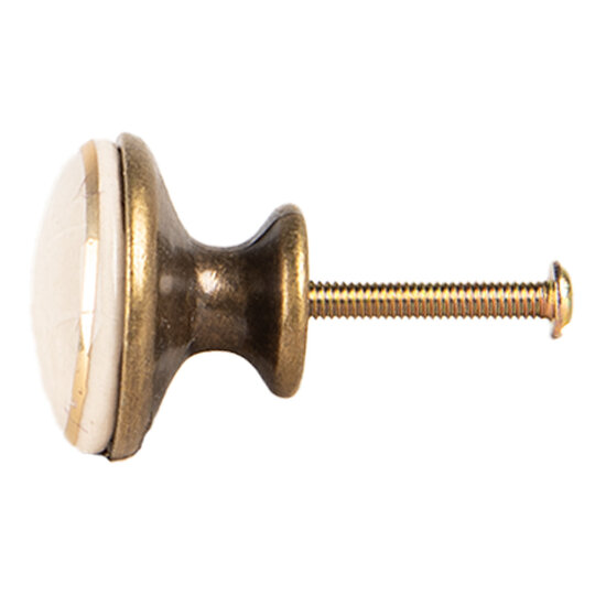 Clayre & Eef | Deurknop Beige Goudkleurig ø 3x3 cm / S3 cm | 66281W
