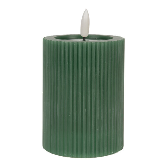 Clayre &amp; Eef | Kaars met LED Groen &oslash; 8x13 cm / 2xAA | 6CA0003DGR