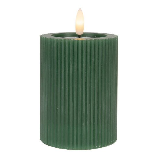 Clayre &amp; Eef | Kaars met LED Groen &oslash; 8x13 cm / 2xAA | 6CA0003DGR