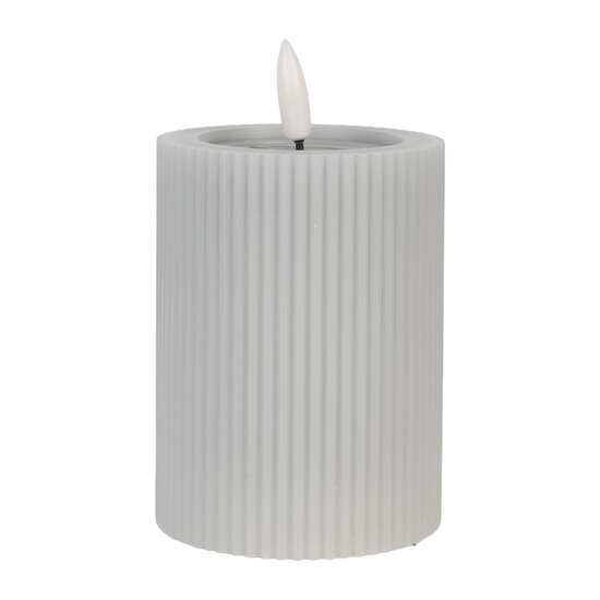 Clayre &amp; Eef | Kaars met LED Grijs &oslash; 8x13 cm / 2xAA | 6CA0003G