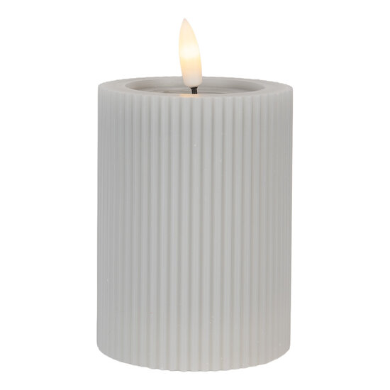 Clayre &amp; Eef | Kaars met LED Grijs &oslash; 8x13 cm / 2xAA | 6CA0003G