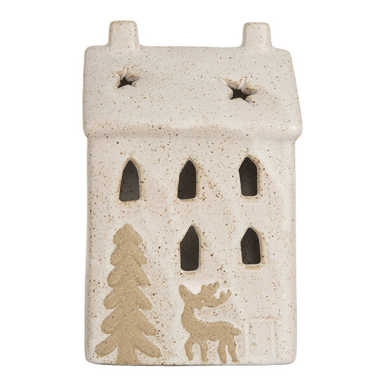 Clayre &amp; Eef | Decoratie Huisje met LED Beige 9x7x15 cm | 6CE2176M