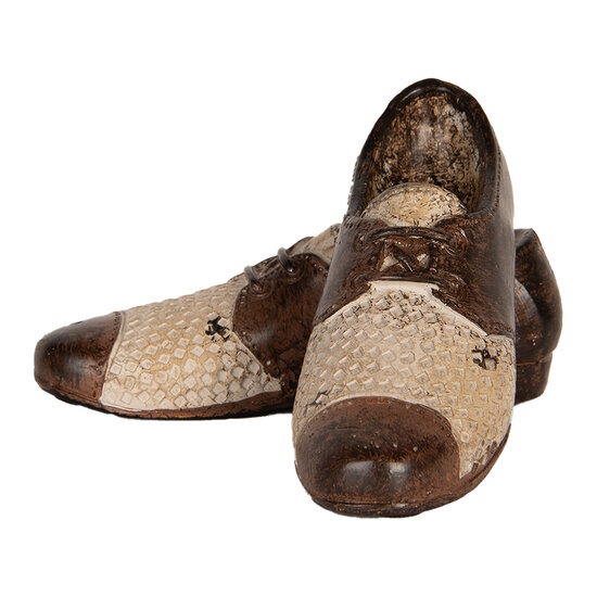 Clayre &amp; Eef | Decoratie Schoenen Bruin Beige 12x11x8 cm | 6PR5572