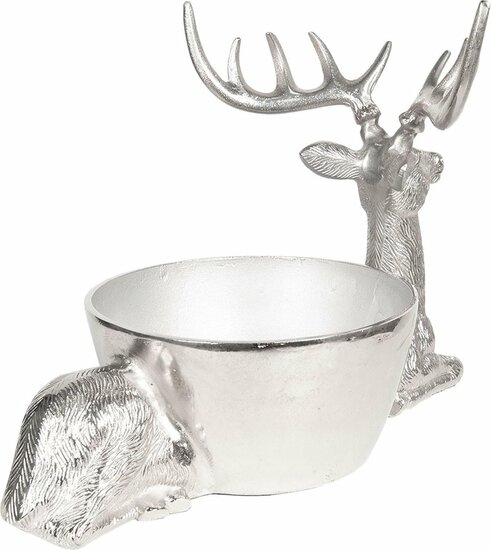 Clayre & Eef | Serveerschaal 38*20*28 cm Zilverkleurig Aluminium Rond Hert | 6AL0016