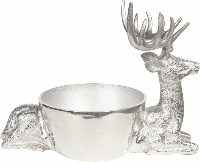 Clayre & Eef | Serveerschaal 38*20*28 cm Zilverkleurig Aluminium Rond Hert | 6AL0016