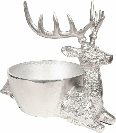 Clayre & Eef | Serveerschaal 38*20*28 cm Zilverkleurig Aluminium Rond Hert | 6AL0016