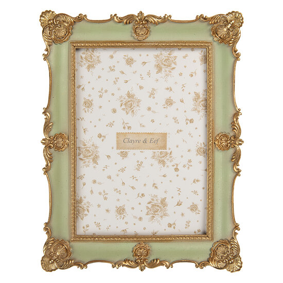 Clayre &amp; Eef | Fotolijst Groen Goudkleurig 18x2x23 cm / 13x18 cm | 2F1354M