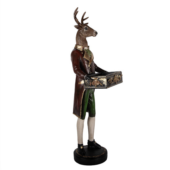 Clayre &amp; Eef | Decoratie beeld Rendier Bruin Rood 32x31x96 cm | 5PR0171