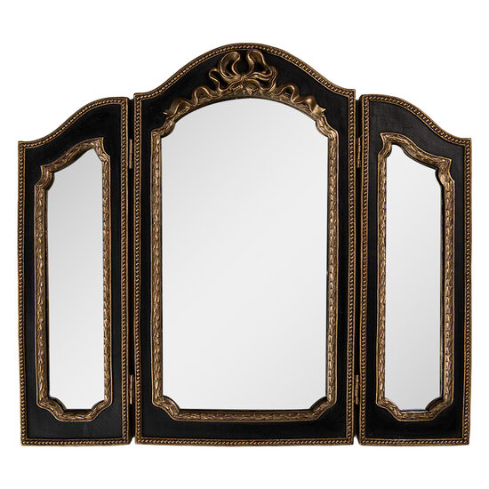 Clayre &amp; Eef | Wandspiegel Zwart Goudkleurig 38x2x34 cm | 62S317