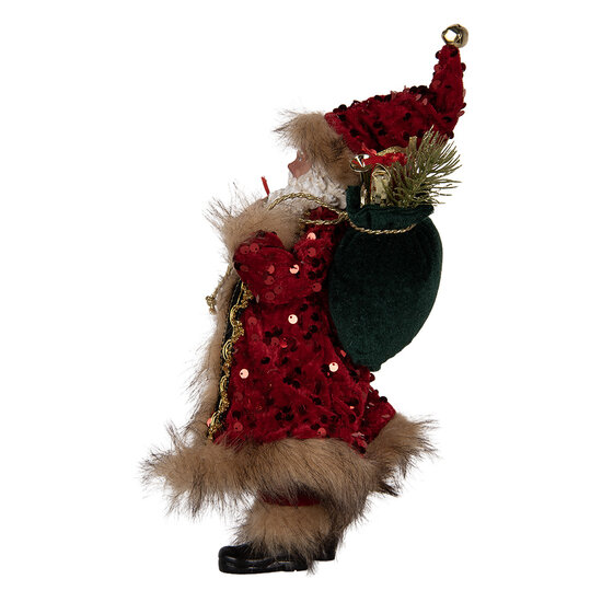 Clayre &amp; Eef | Kerstdecoratie Kerstman Rood 16x12x31 cm | 66322