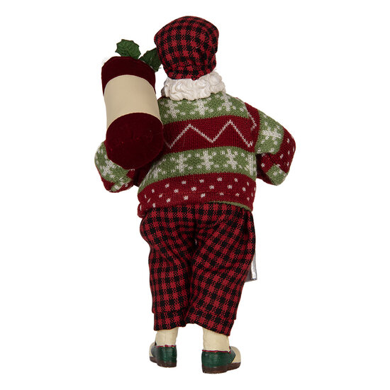 Clayre &amp; Eef | Kerstdecoratie Kerstman Rood 16x11x28 cm | 66323