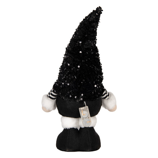 Clayre &amp; Eef | Decoratie Beeld Kabouter met LED Zwart wit 10x15x38 cm | 66326