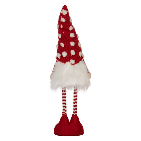 Clayre & Eef | Decoratie Beeld Kabouter met LED Rood Wit 8x12x56 cm | 66328