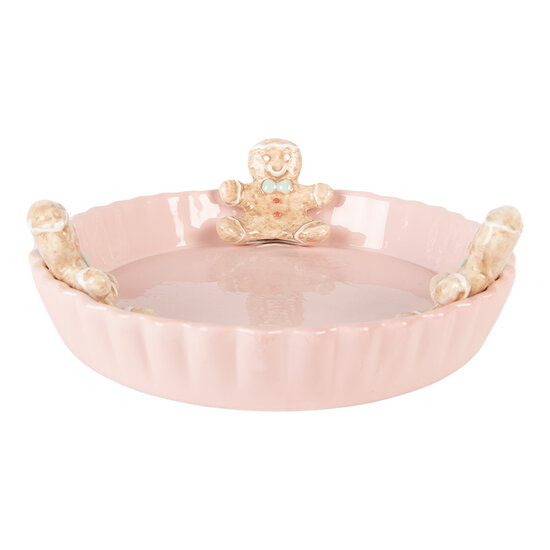 Clayre &amp; Eef | Serveerschaal Roze Bruin &oslash; 23x7 cm | 6CE1857P