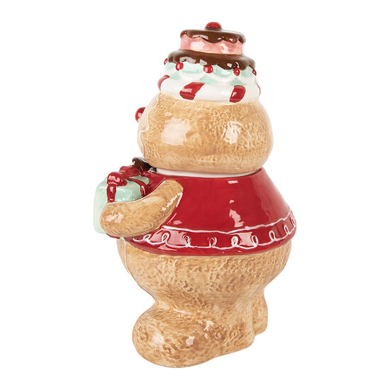 Clayre &amp; Eef | Voorraadpot Deksel Bruin Rood 17x14x24 cm | 6CE2214
