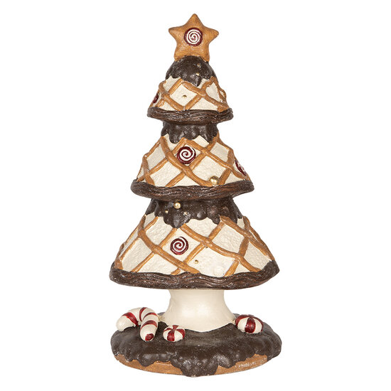 Clayre & Eef | Kerstdecoratie Kerstboom Bruin Wit ø 22x43 cm | 6MG0146