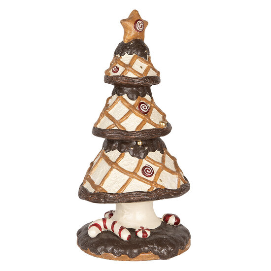 Clayre & Eef | Kerstdecoratie Kerstboom Bruin Wit ø 22x43 cm | 6MG0146