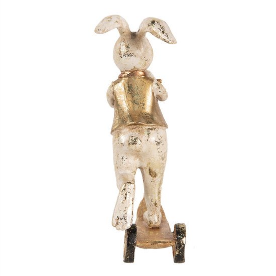 Clayre & Eef | Decoratie Beeld Konijn Wit Goudkleurig 13x6x17 cm | 6PR5144