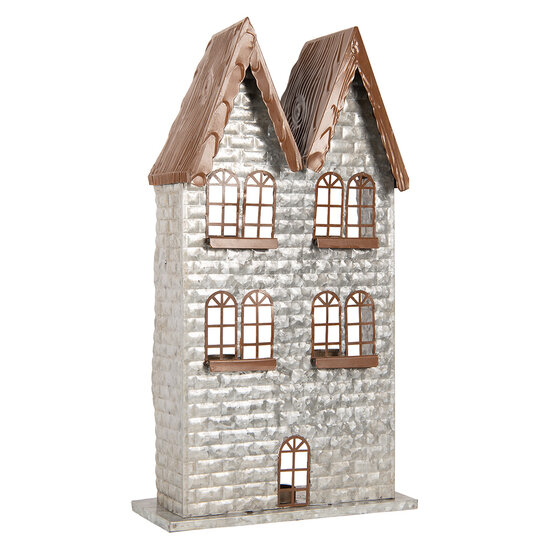 Clayre & Eef | Theelichthouder Kerst Huis Grijs 30x13x54 cm | 6Y5811