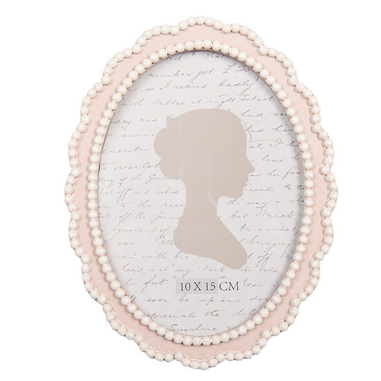 Clayre &amp; Eef | Fotolijst Roze Wit 13x2x18 cm / 10x15 cm | 2F1302