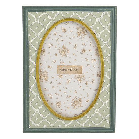 Clayre &amp; Eef | Fotolijst Groen Wit 14x2x19 cm / 10x15 cm | 2F1347