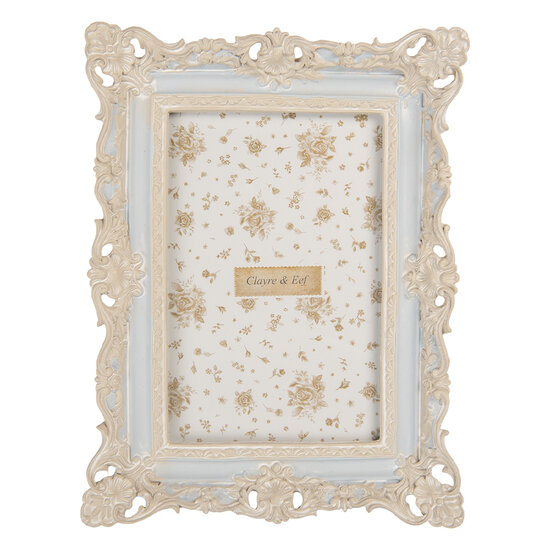 Clayre &amp; Eef | Fotolijst Blauw Wit 16x3x21 cm / 10x15 cm | 2F1355S