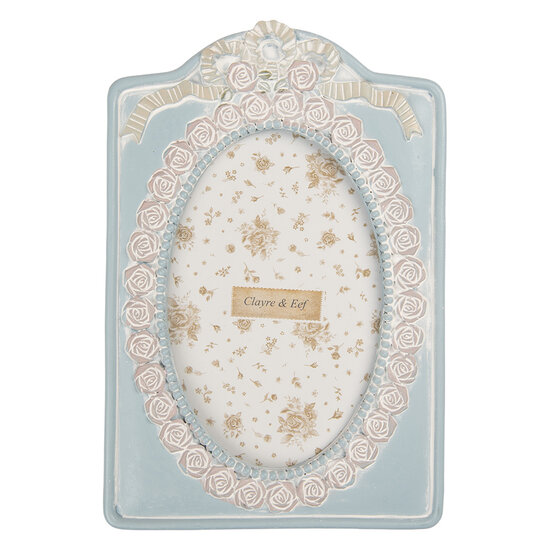 Clayre &amp; Eef | Fotolijst Blauw Beige 14x2x21 cm / 10x15 cm | 2F1358