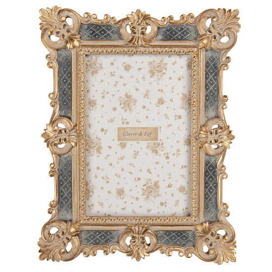 Clayre &amp; Eef | Fotolijst Goudkleurig Grijs 17x2x22 cm / 10x15 cm | 2F1373