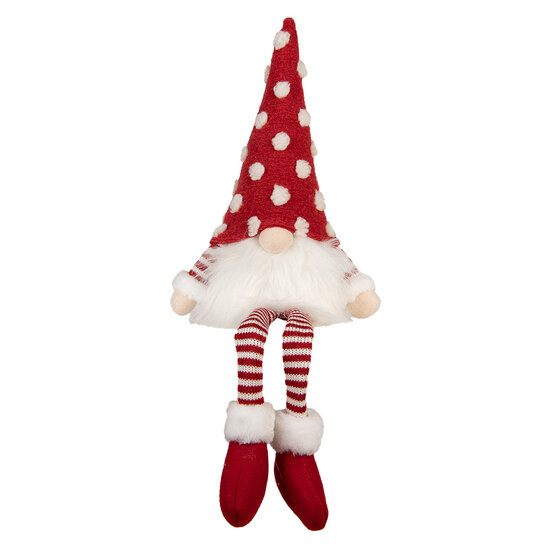 Clayre &amp; Eef | Decoratie Beeld Kabouter met LED Rood Wit 16x12x32/60 cm | 66329