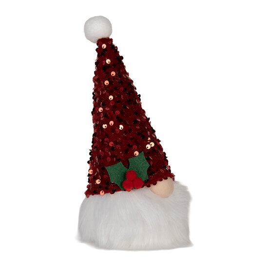 Clayre &amp; Eef | Decoratie Beeld Kabouter met LED Rood Wit 10x10x25 cm / 3xAA | 66330