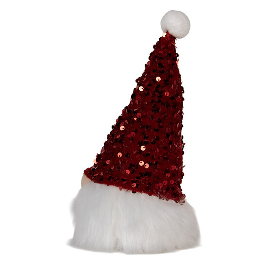 Clayre &amp; Eef | Decoratie Beeld Kabouter met LED Rood Wit 10x10x25 cm / 3xAA | 66330