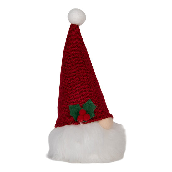 Clayre &amp; Eef | Decoratie Beeld Kabouter met LED Rood Wit 10x10x25 cm / 3xAA | 66333