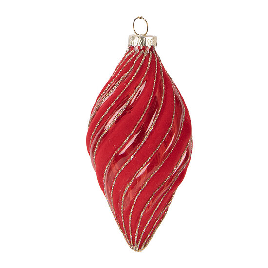 Clayre & Eef | Kerstbal Rood ø 7x13 cm | 6GL5099