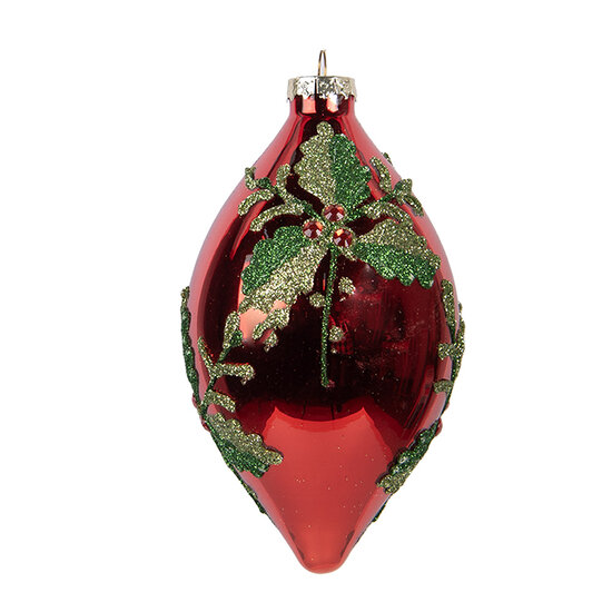 Clayre & Eef | Kerstbal Rood Groen ø 8x15 cm | 6GL5108