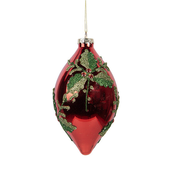 Clayre & Eef | Kerstbal Rood Groen ø 8x15 cm | 6GL5108