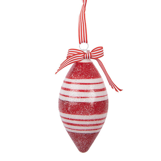 Clayre & Eef | Kerstbal Rood Wit ø 6x13 cm | 6GL5181