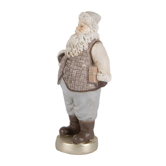 Clayre & Eef | Kerstdecoratie Kerstman Beige Grijs 8x6x15 cm | 6PR5521