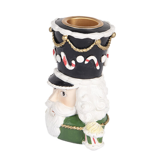 Clayre &amp; Eef | Kandelaar Notenkraker Groen Wit 8x6x9 cm | 6PR5541