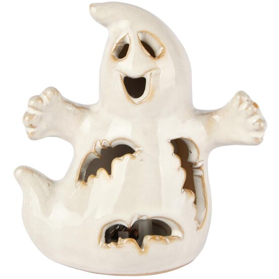 Dekoratief | Spookje, wit, porselein, LED, 10x6x10cm | A255135